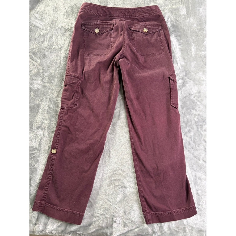 L.L.Bean Favorite Fit Women's Cargo Pants Burgundy Roll Tab Leg Size 6 Petite - Picture 5 of 7
